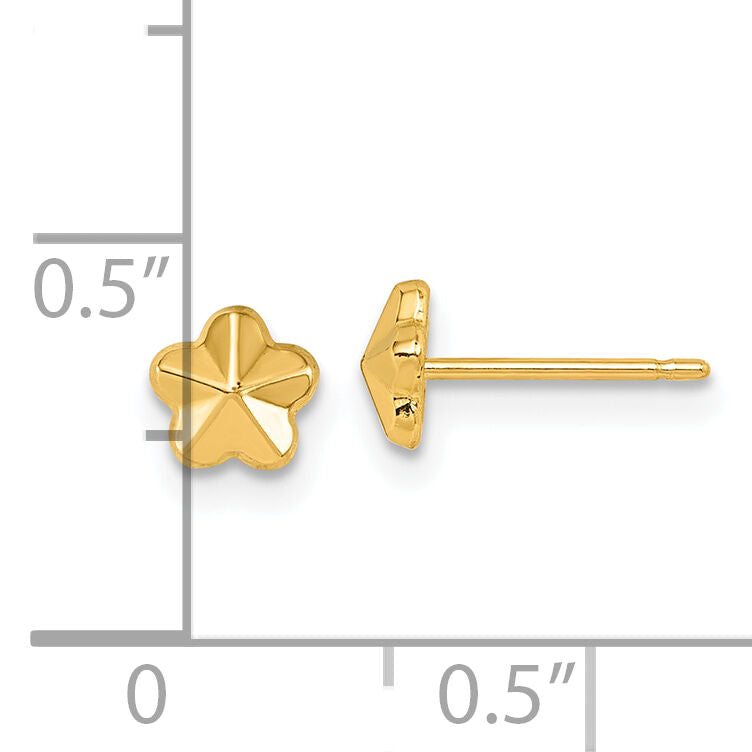 14K Polished Flower Post Earrings-YC1638