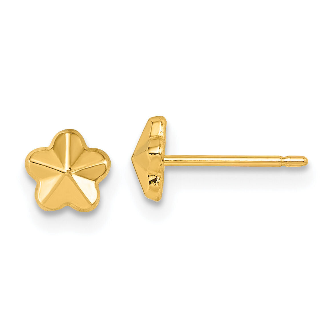 14K Polished Flower Post Earrings-YC1638