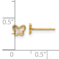 14K Polished Mother of Pearl Butterfly Post Earrings-YC1639