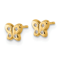14K Polished CZ Butterfly Post Earrings-YC1640