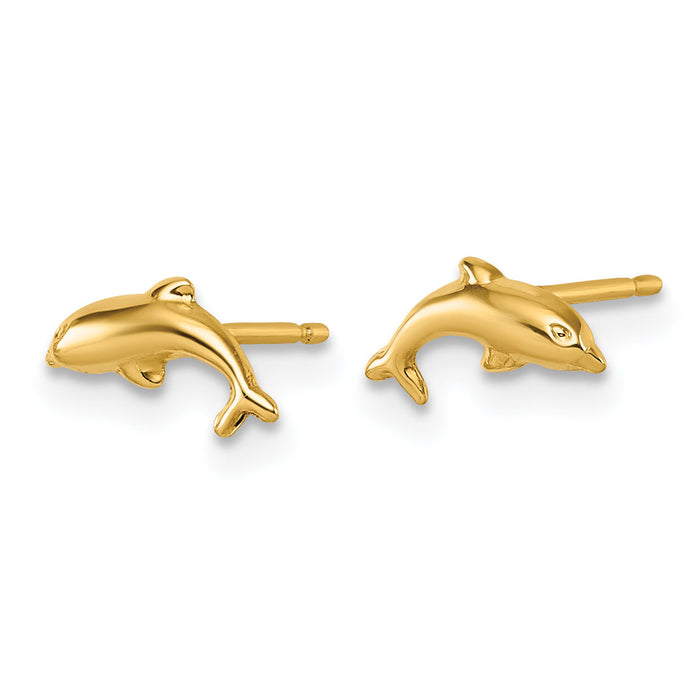 14K Polished Dolphin Post Earrings-YC1642