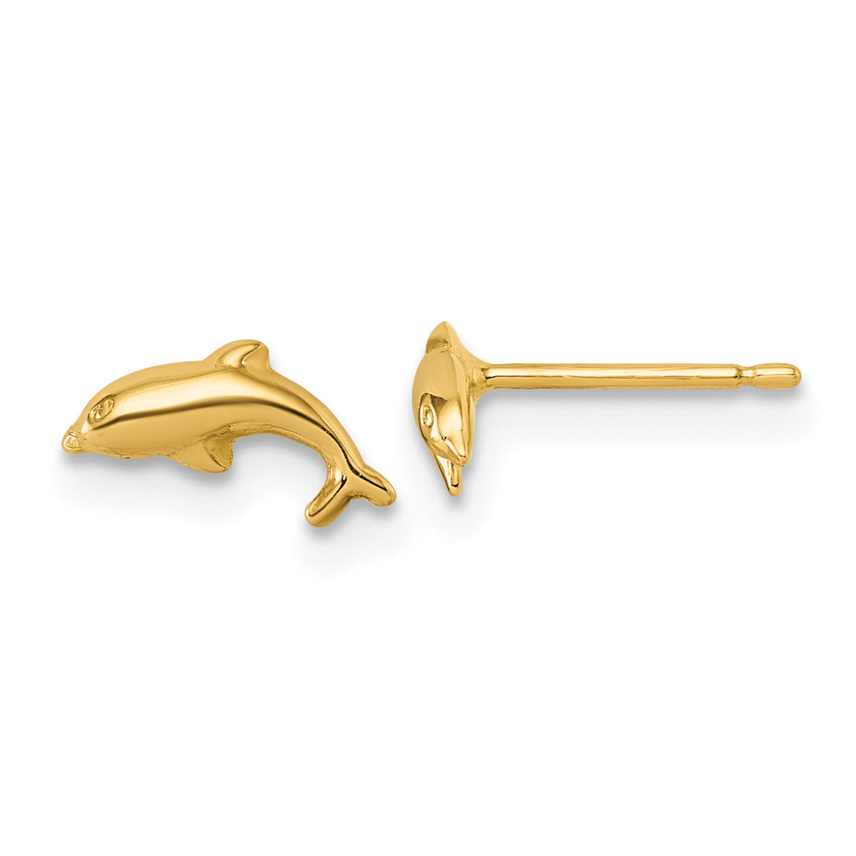 14K Polished Dolphin Post Earrings-YC1642