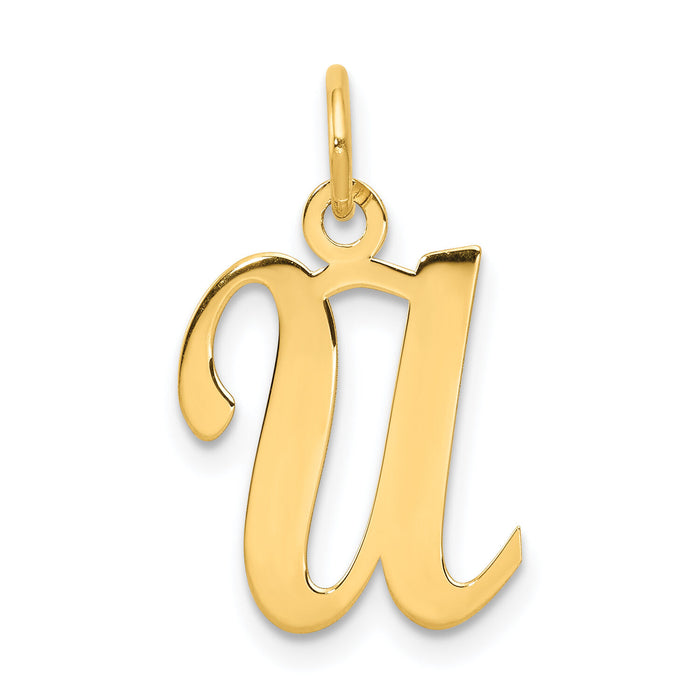 14KY Script Letter U Initial Charm-YC248U