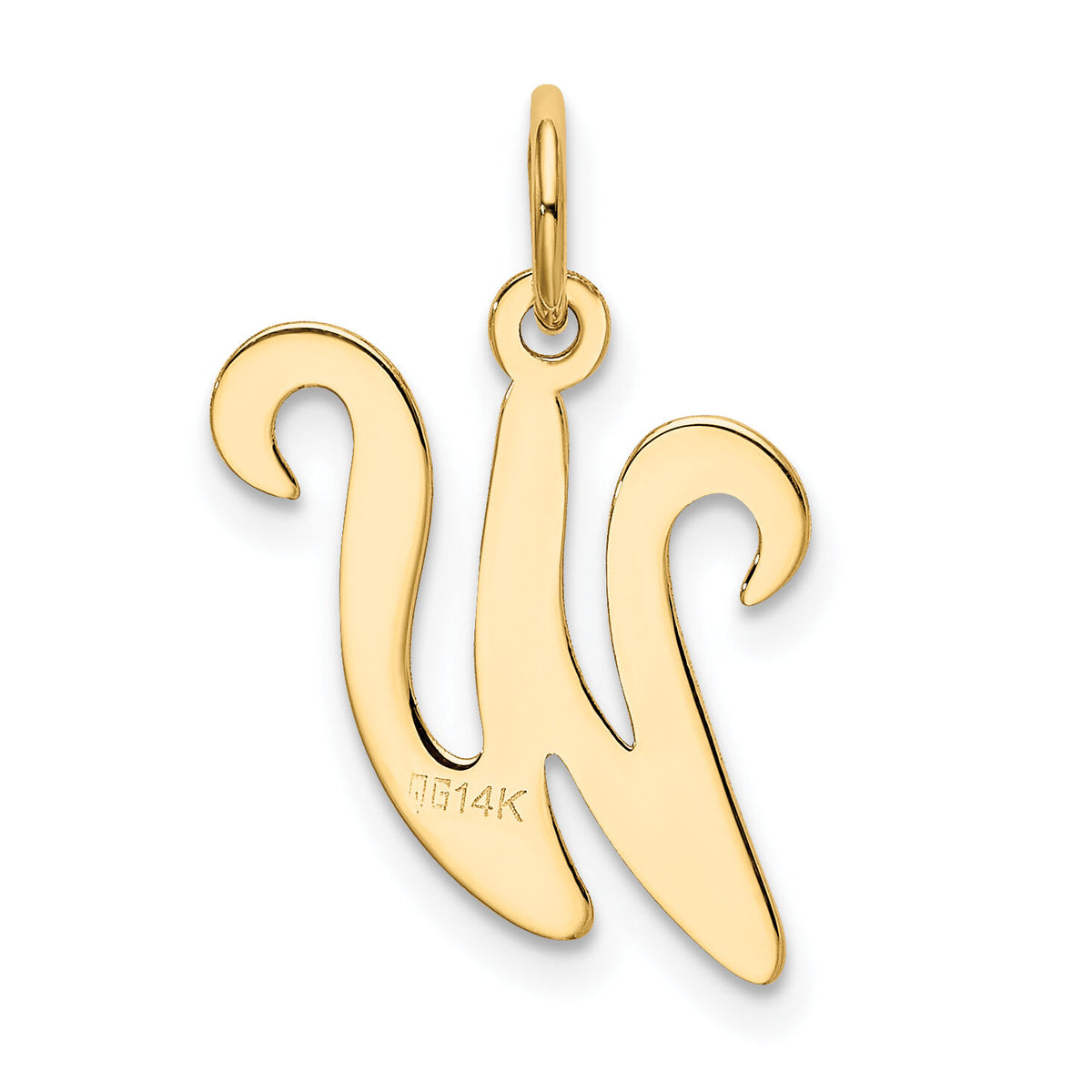 14KY Script Letter W Initial Charm-YC248W