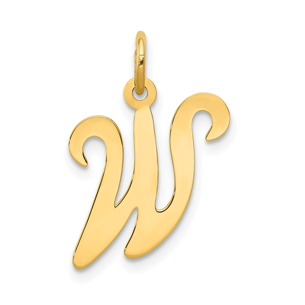 14KY Script Letter W Initial Charm-YC248W