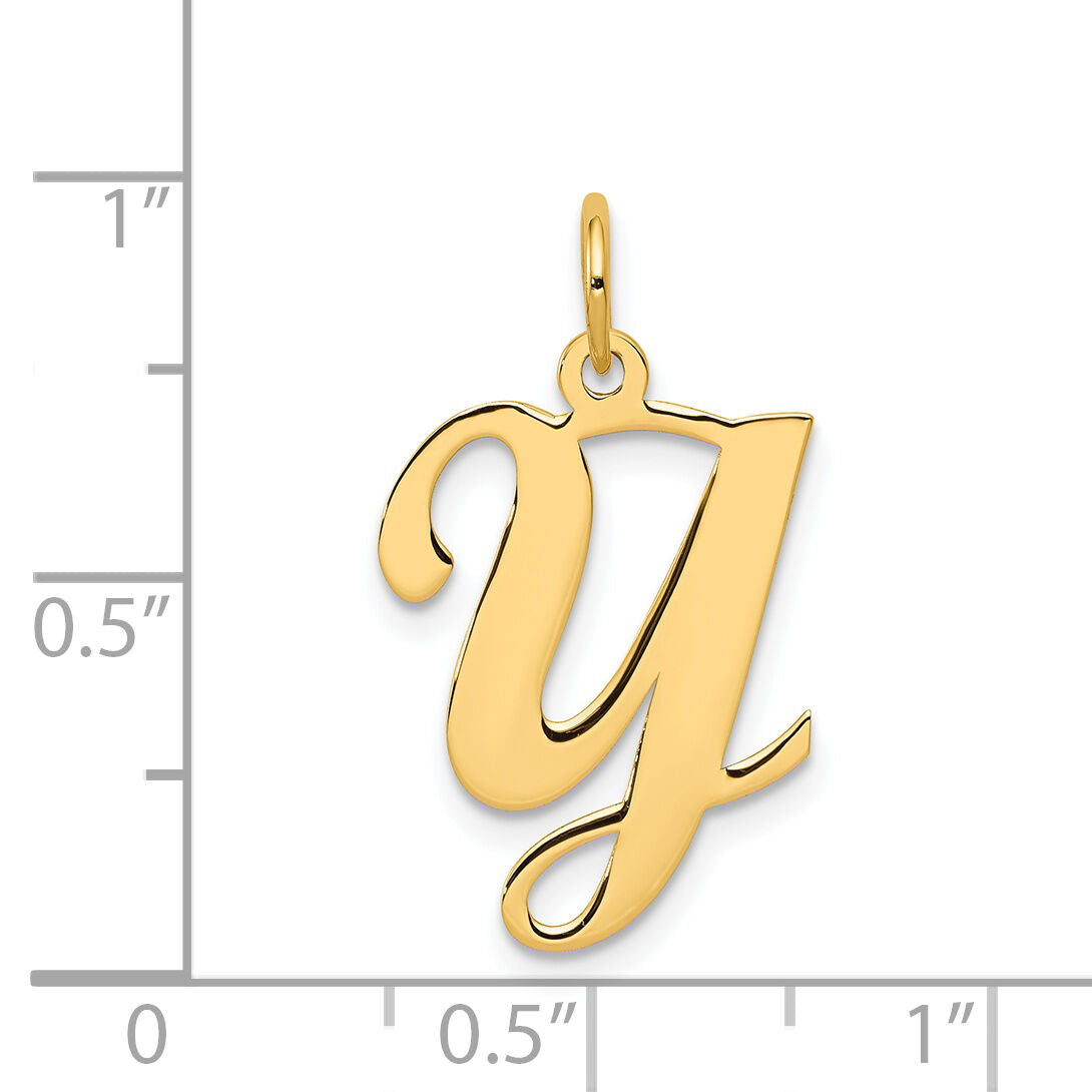 14KY Script Letter Y Initial Charm-YC248Y