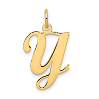 14KY Script Letter Y Initial Charm-YC248Y