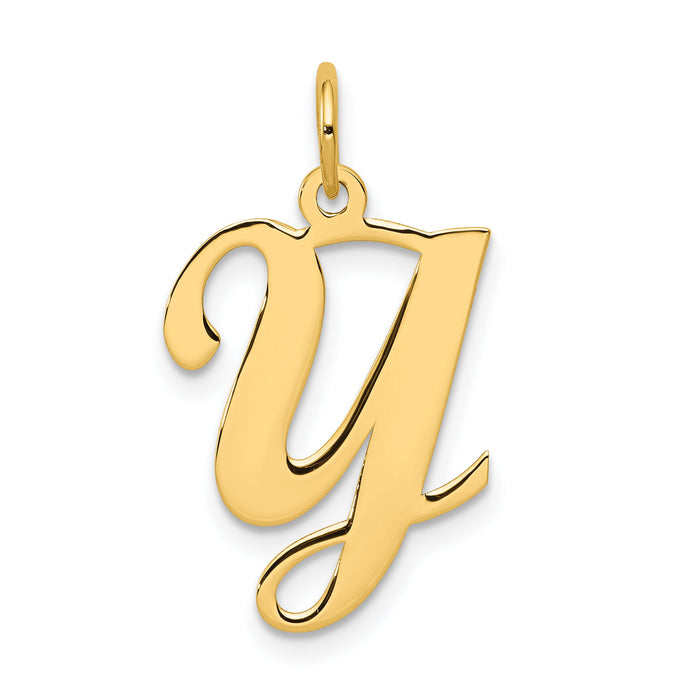 14KY Script Letter Y Initial Charm-YC248Y
