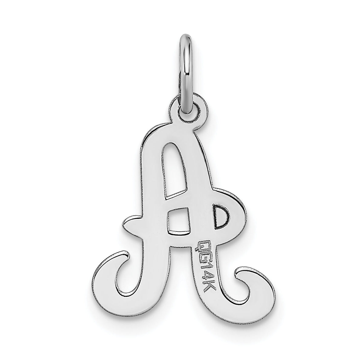 14KW White Gold Script Letter A Initial Charm-YC249A