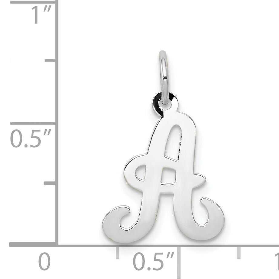 14KW White Gold Script Letter A Initial Charm-YC249A