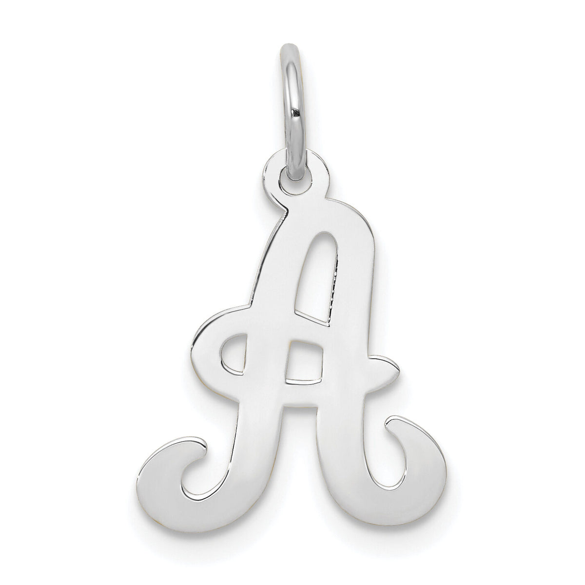 14KW White Gold Script Letter A Initial Charm-YC249A