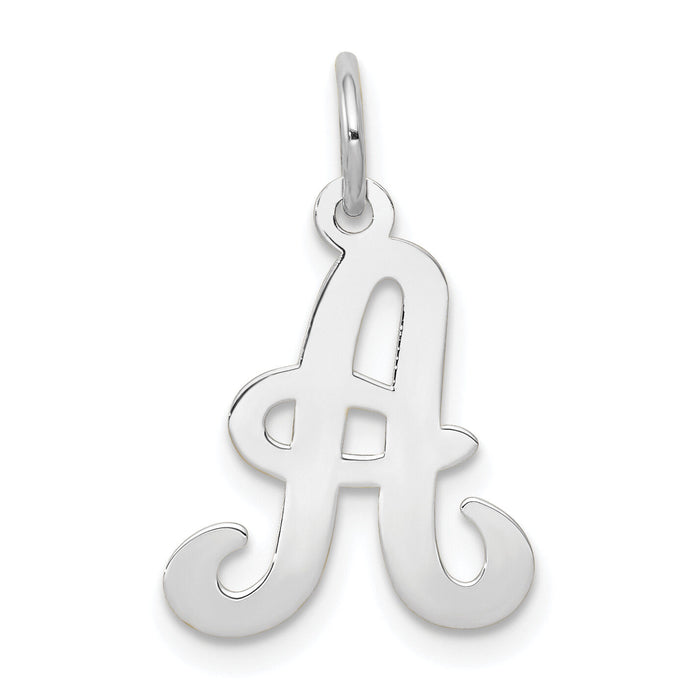 14KW White Gold Script Letter A Initial Charm-YC249A