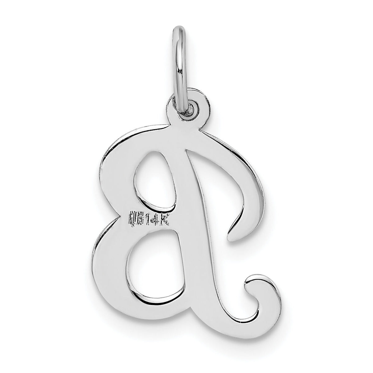 14KW White Gold Script Letter B Initial Charm-YC249B
