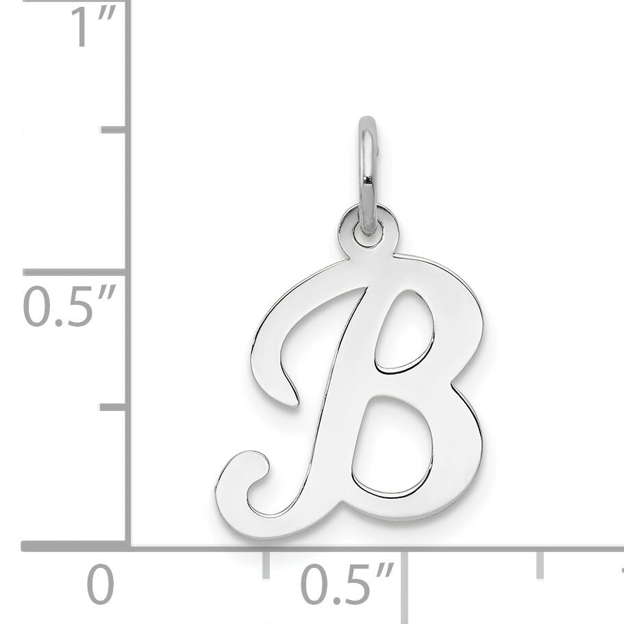 14KW White Gold Script Letter B Initial Charm-YC249B