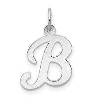 14KW White Gold Script Letter B Initial Charm-YC249B