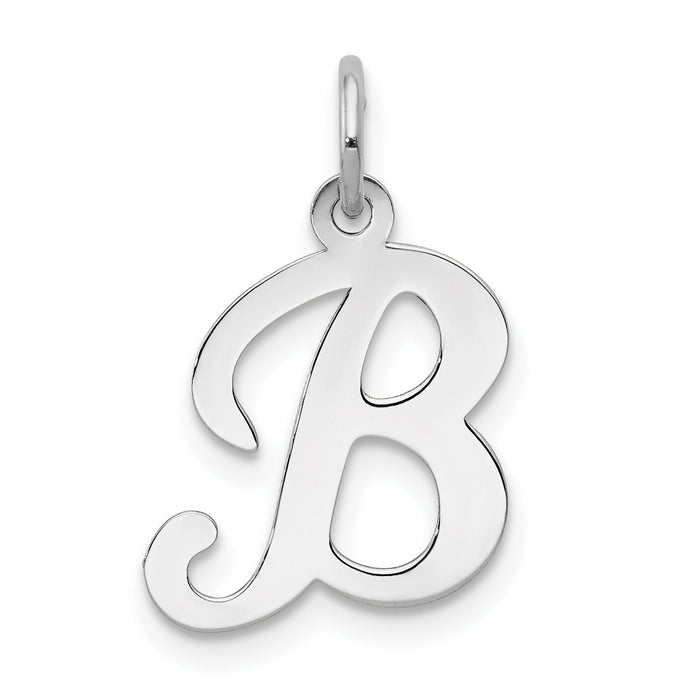 14KW White Gold Script Letter B Initial Charm-YC249B
