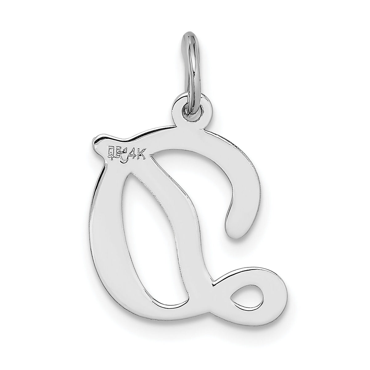 14KW White Gold Script Letter D Initial Charm-YC249D