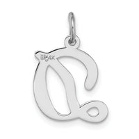 14KW White Gold Script Letter D Initial Charm-YC249D