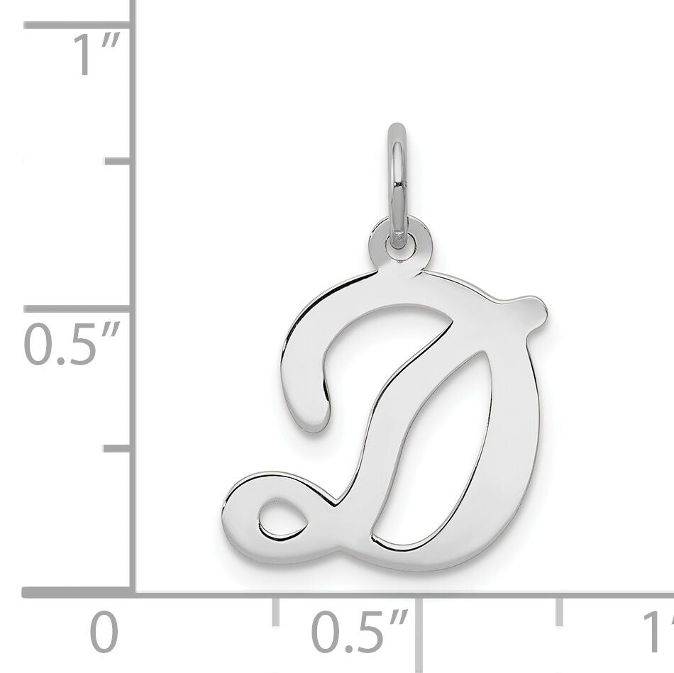 14KW White Gold Script Letter D Initial Charm-YC249D