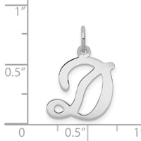 14KW White Gold Script Letter D Initial Charm-YC249D