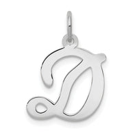 14KW White Gold Script Letter D Initial Charm-YC249D