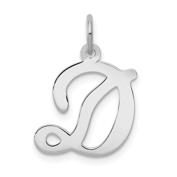 14KW White Gold Script Letter D Initial Charm-YC249D