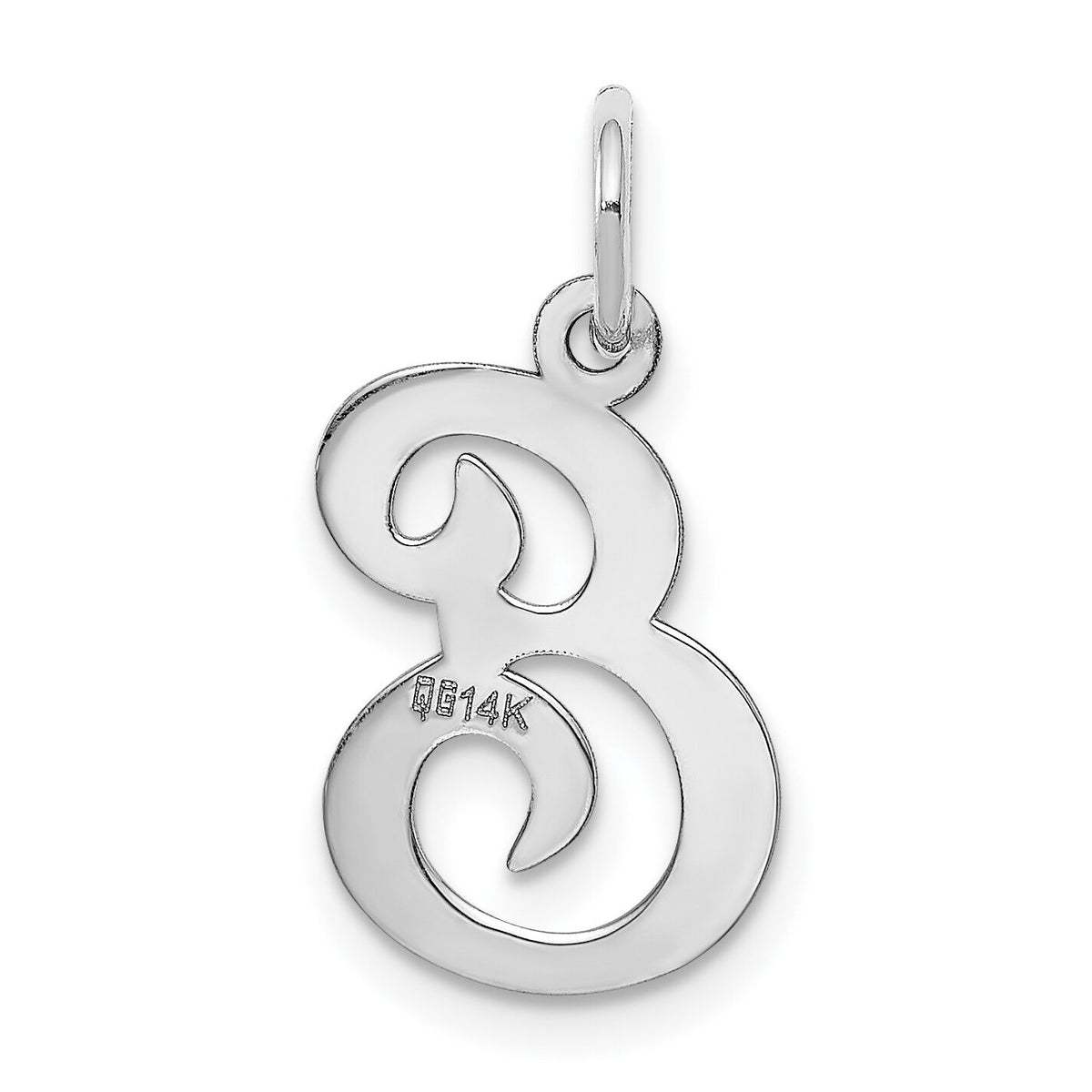 14KW White Gold Script Letter E Initial Charm-YC249E