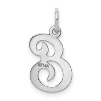 14KW White Gold Script Letter E Initial Charm-YC249E