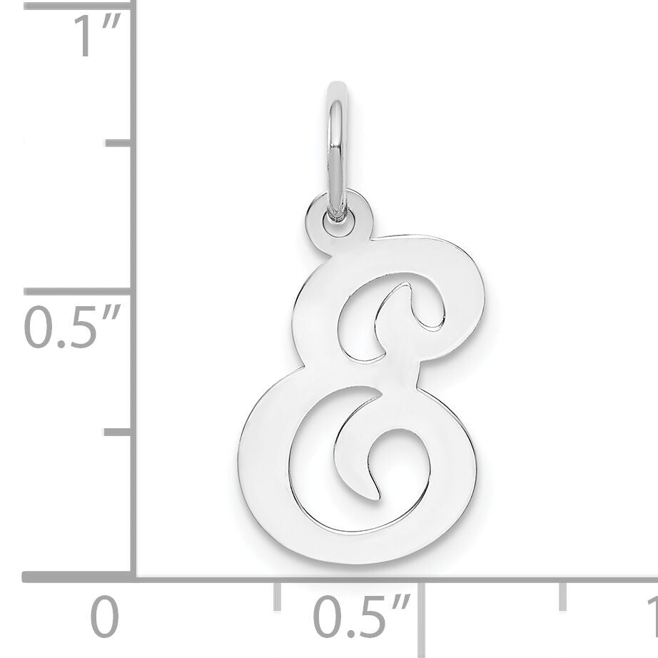 14KW White Gold Script Letter E Initial Charm-YC249E