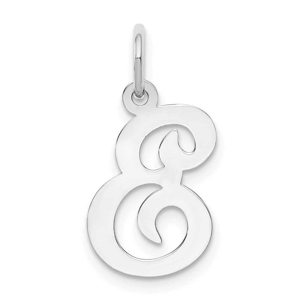 14KW White Gold Script Letter E Initial Charm-YC249E