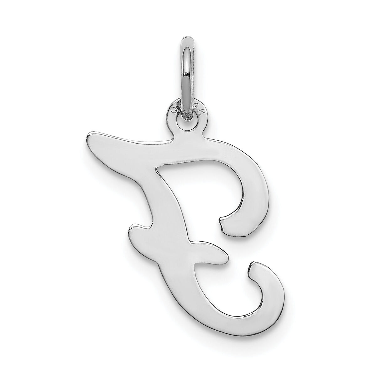 14KW White Gold Script Letter F Initial Charm-YC249F