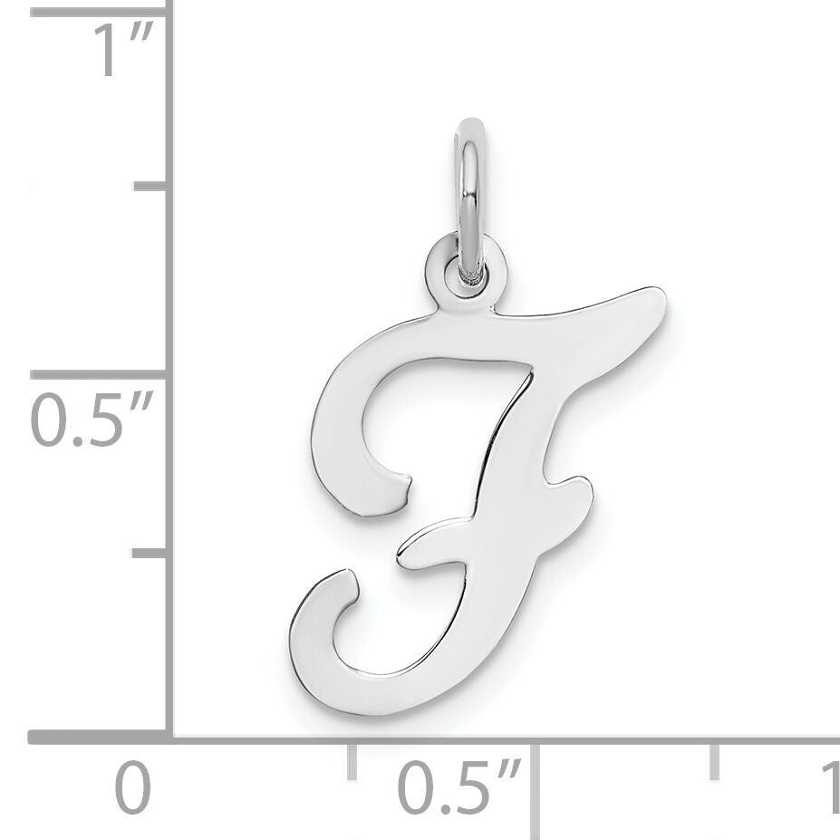 14KW White Gold Script Letter F Initial Charm-YC249F