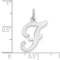 14KW White Gold Script Letter F Initial Charm-YC249F