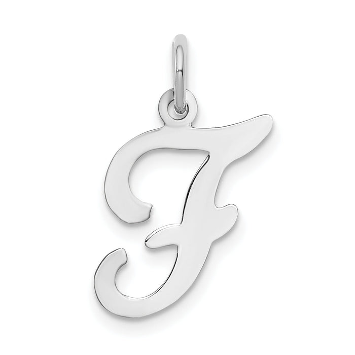 14KW White Gold Script Letter F Initial Charm-YC249F