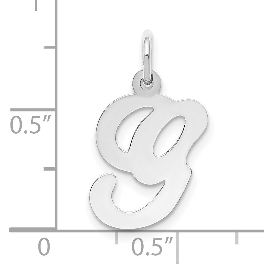 14KW White Gold Script Letter G Initial Charm-YC249G