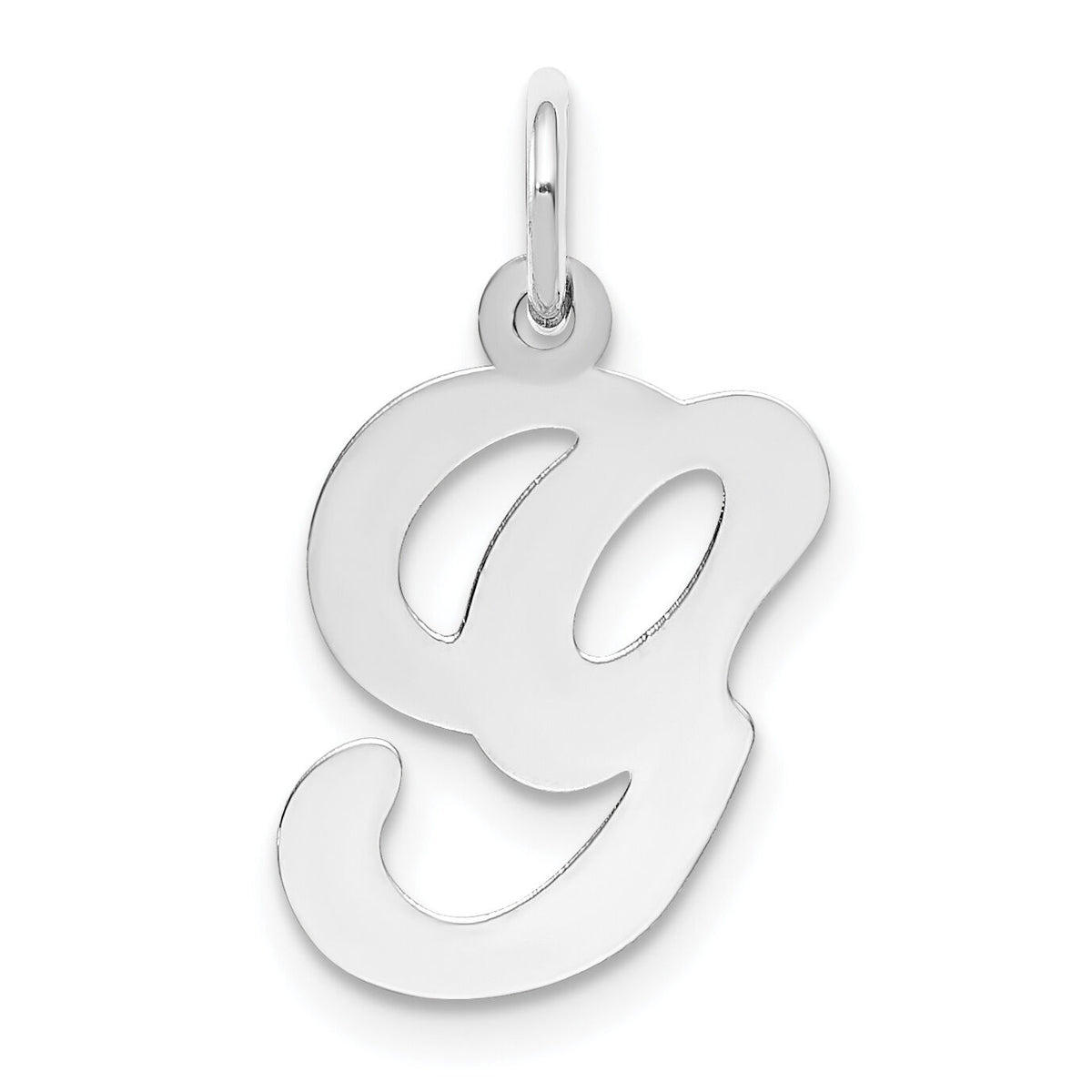 14KW White Gold Script Letter G Initial Charm-YC249G