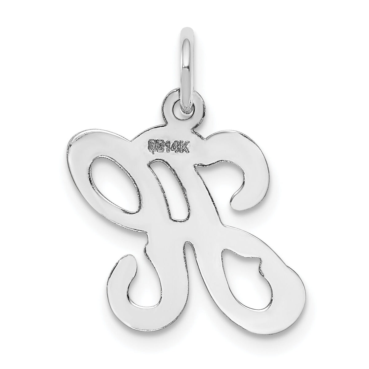 14KW White Gold Script Letter H Initial Charm-YC249H