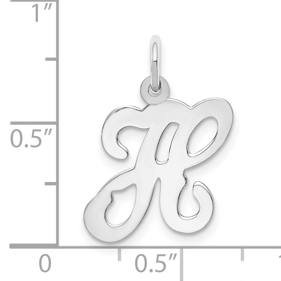14KW White Gold Script Letter H Initial Charm-YC249H