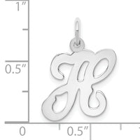 14KW White Gold Script Letter H Initial Charm-YC249H