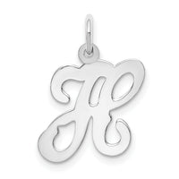 14KW White Gold Script Letter H Initial Charm-YC249H