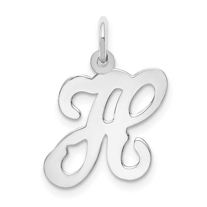 14KW White Gold Script Letter H Initial Charm-YC249H