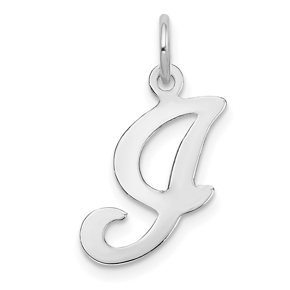 14KW White Gold Script Letter I Initial Charm-YC249I
