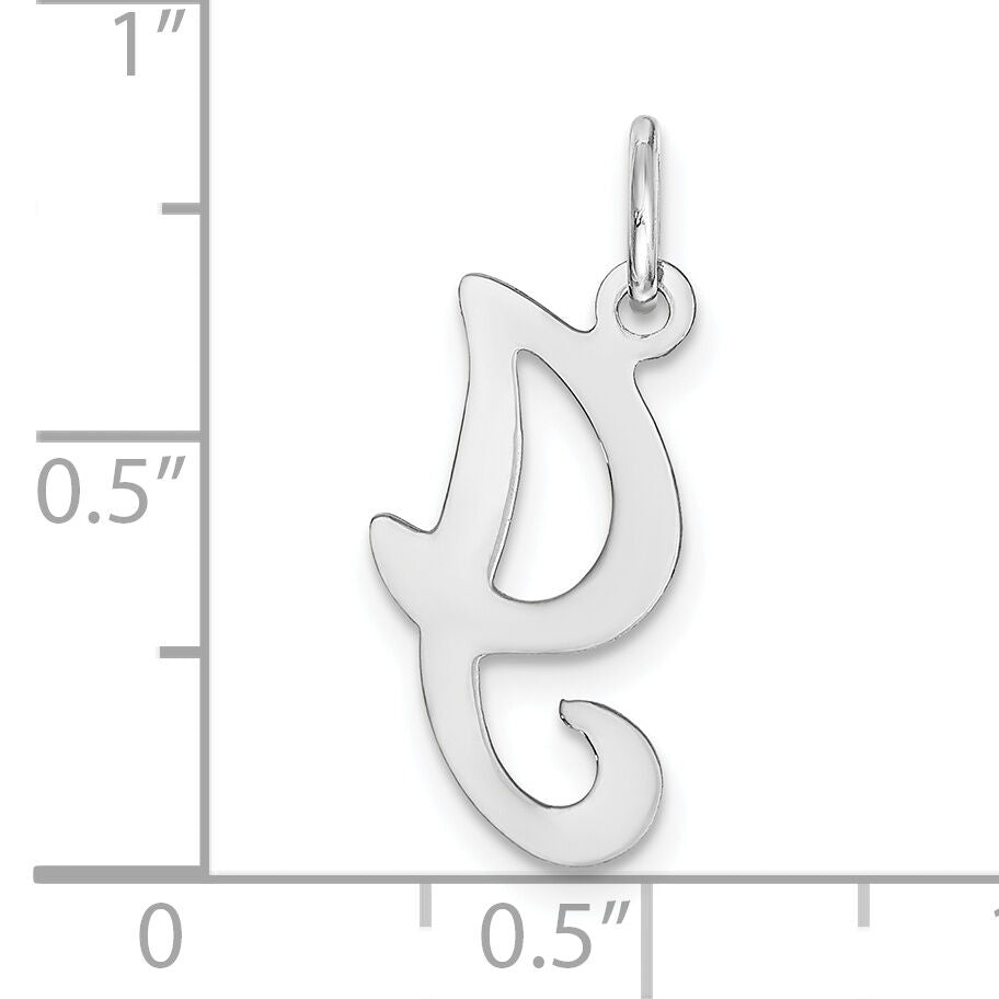 14KW White Gold Script Letter I Initial Charm-YC249I