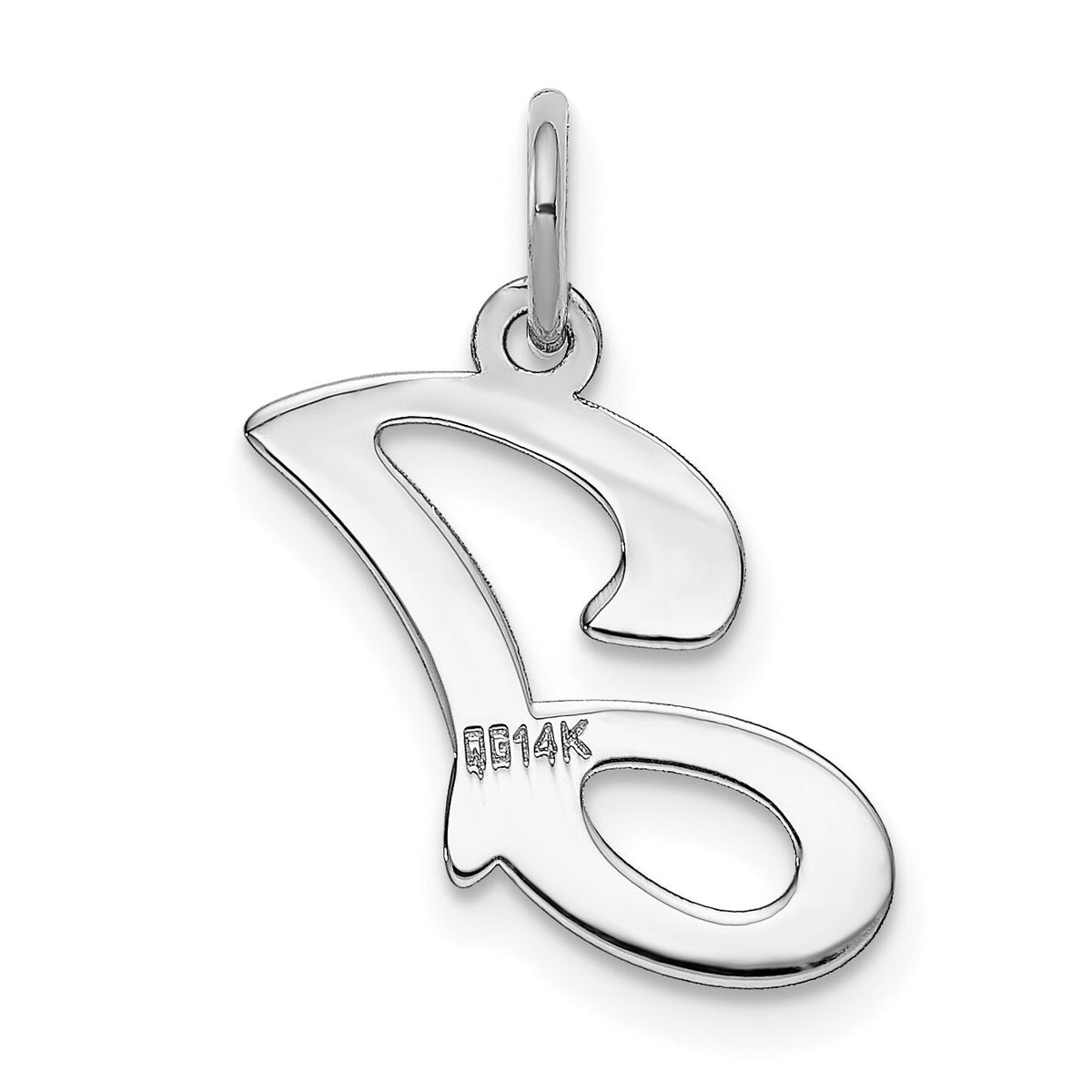 14KW White Gold Script Letter J Initial Charm-YC249J