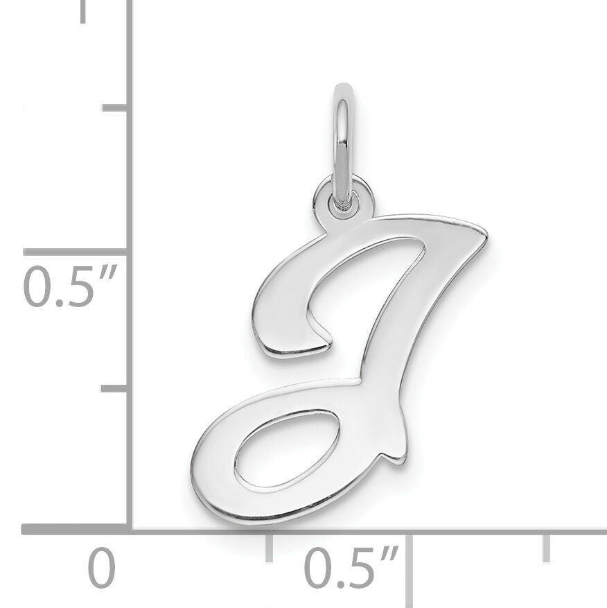 14KW White Gold Script Letter J Initial Charm-YC249J