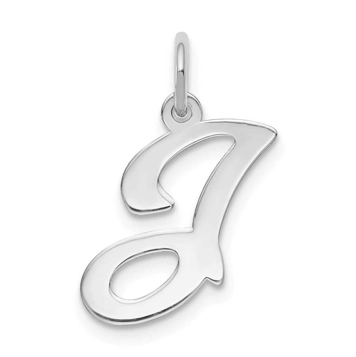 14KW White Gold Script Letter J Initial Charm-YC249J