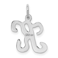 14KW White Gold Script Letter K Initial Charm-YC249K