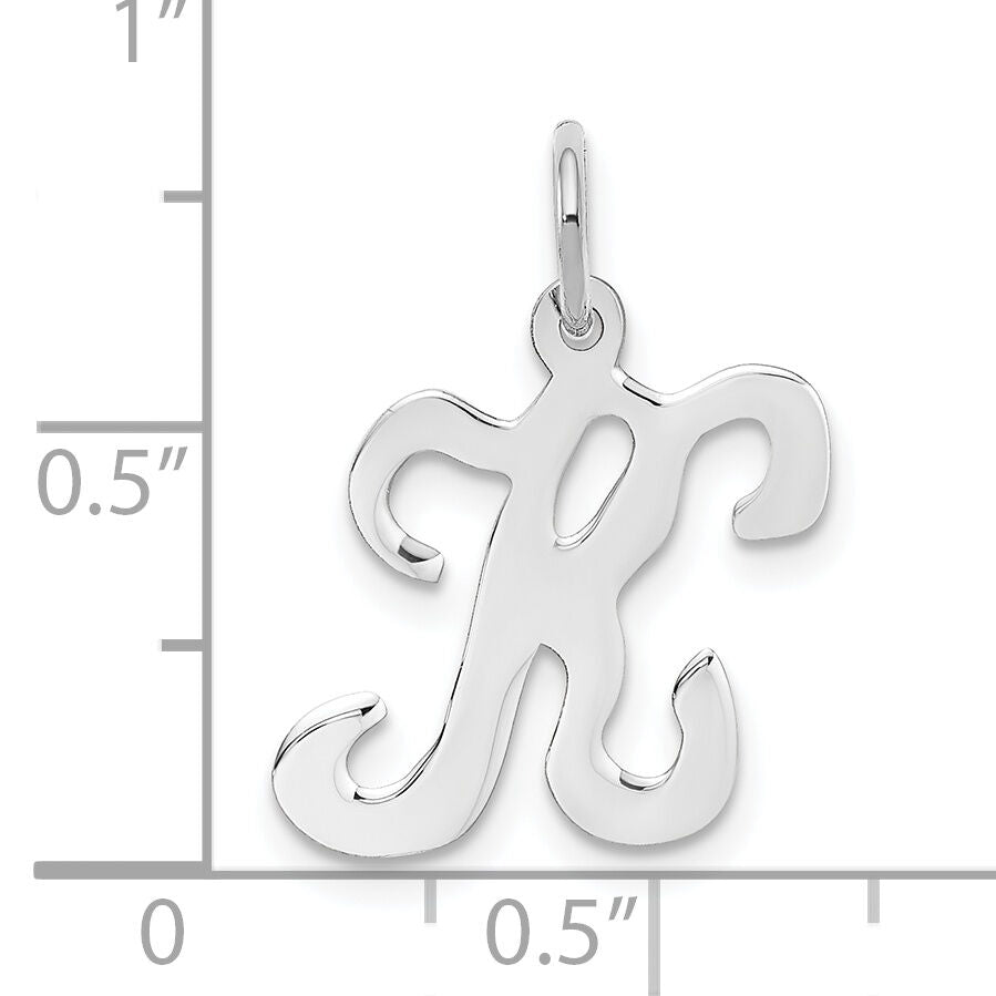 14KW White Gold Script Letter K Initial Charm-YC249K