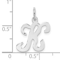 14KW White Gold Script Letter K Initial Charm-YC249K