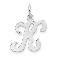 14KW White Gold Script Letter K Initial Charm-YC249K